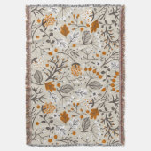 秋の秋葉果実と枝模様 スローブランケット (正面縦)