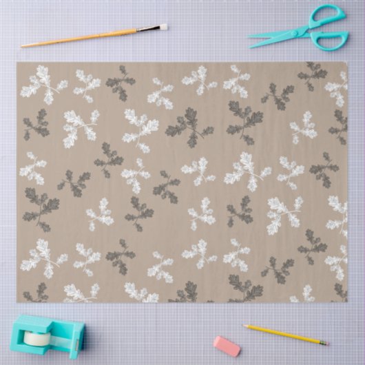 秋の秋葉葉色トープ模様 薄葉紙 (クラフト)