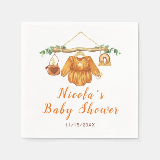 秋の秋衣料品ラインガールベビーシャワー スタンダードカクテルナプキン (正面)