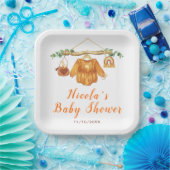 秋の秋衣料品ラインガールベビーシャワー ペーパープレート (パーティー)