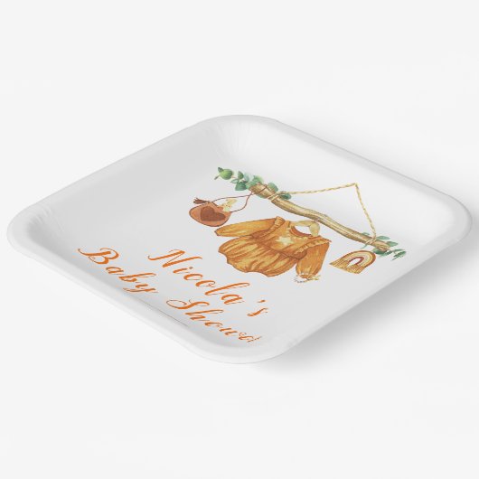 秋の秋衣料品ラインガールベビーシャワー ペーパープレート (傾斜あり)