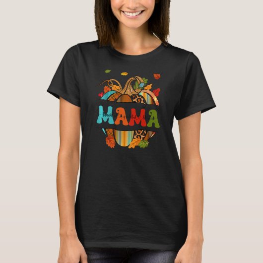 秋の秋衣装ママサンサンサンクフル感謝賛美 Tシャツ (正面)