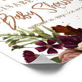 秋の秋錆びたフローラの赤ちゃんシャワー歓迎サイン ポスター (角)