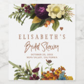 秋の秋錆びたフローラ銅ブライダルシャワー ワインラベル (シングルラベル)