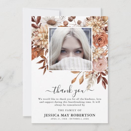 秋の秋開花写真追悼式 サンキューカード (正面)