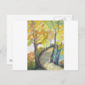 秋の秋離れツリーア絵を描ートの運命 ポストカード (正面/裏面)
