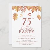 秋の秋離れ落ち招待状75誕生日 招待状 (正面)