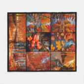 秋の秋風景フォトグリッドアート フリースブランケット (正面(横))