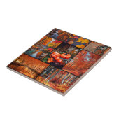 秋の秋風景フォトコラージュアート タイル (側面)