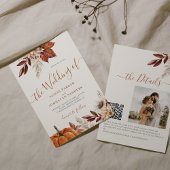 秋の秋QRコードボホ植物学結婚の 招待状