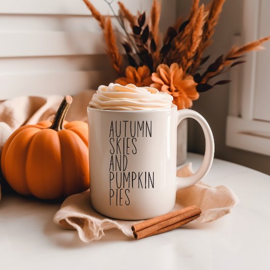 秋の空とカボチャパイ秋引用文 コーヒーマグカップ