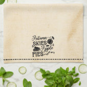 秋の空アップルパイのフラワーサック見える キッチンタオル (折り畳み)