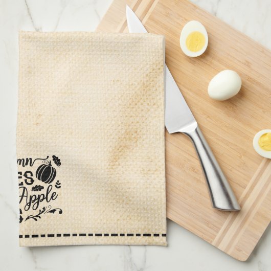 秋の空アップルパイのフラワーサック見える キッチンタオル (四つ折り)