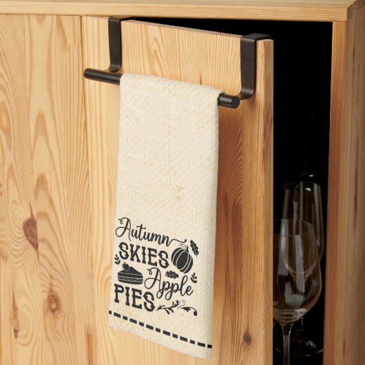 秋の空アップルパイのフラワーサック見える キッチンタオル (三つ折り)