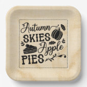 秋の空アップルパイのフラワーサック見える ペーパープレート (正面)