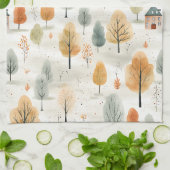 秋の空気のシームレスなパターン キッチンタオル (折り畳み)