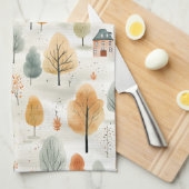 秋の空気のシームレスなパターン キッチンタオル (四つ折り)