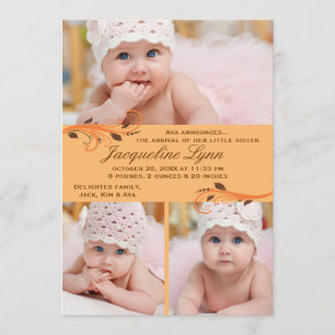 秋の突風の写真の誕生の発表 案内状