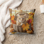 秋の籠の生姜猫 クッション (ブランケット)