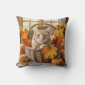 秋の籠の生姜猫 クッション (正面)