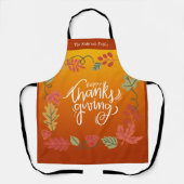 秋の紅葉かわいい家族ハッピー感謝祭 エプロン (正面)