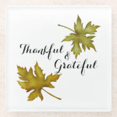秋の紅葉が親しみやすい感謝祭 ガラスコースター (正面)