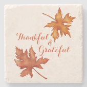 秋の紅葉が親しみやすい感謝祭 ストーンコースター (正面)