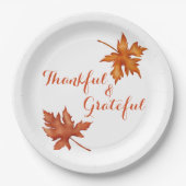 秋の紅葉が親しみやすい感謝祭 ペーパープレート (正面)