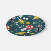 秋の紅葉でキノコが緑に染まる ペーパープレート (アングル)