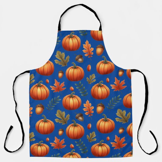 秋の紅葉とカボチャのシームレスなパターン エプロン (正面)