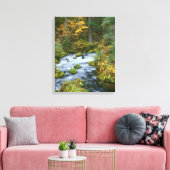秋の紅葉とダグラスファー縁どのロアリング川 キャンバスプリント (インサイチュ (リビング))