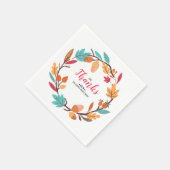 秋の紅葉とナッツ感謝祭ディナー スタンダードカクテルナプキン (角)