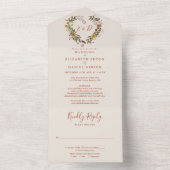 秋の紅葉とフラワーモチーフの結婚式RSVP オールインワン招待状 (内側)