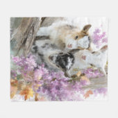 秋の紅葉と子ヤギ 6 フリースブランケット (正面(横))