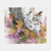 秋の紅葉と子ヤギ 8 フリースブランケット (正面(横))