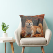 秋の紅葉と柴犬 クッション (椅子)