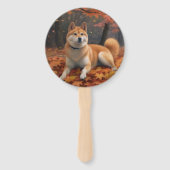 秋の紅葉と柴犬 ハンドファン (裏面)