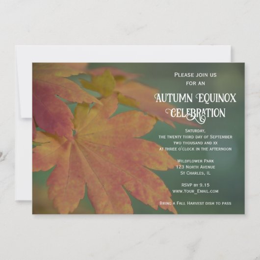 秋の紅葉と秋分の日をお祝いしよう 招待状 (正面)
