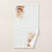 秋の紅葉と花（かぼちゃとリンゴ） バスタオルセット (ハンドタオル)