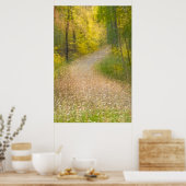 秋の紅葉と葉の入った道 ポスター (キッチン)