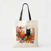 秋の紅葉と黒猫 トートバッグ (正面)