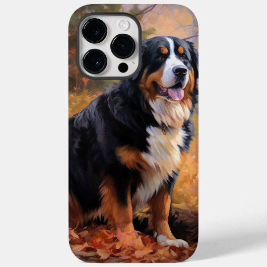 秋の紅葉にインスパイアされたベルナーゼン・マウンテン・ドッグ Case-Mate iPhoneケース (裏面)
