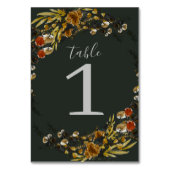 秋の紅葉に乾燥した緑のリース結婚ズ テーブルナンバー (正面)