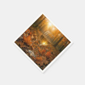 秋の紅葉に佇む白ワイングラス スタンダードカクテルナプキン (角)