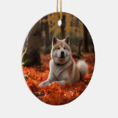 秋の紅葉に包まれた秋田 セラミックオーナメント (右)