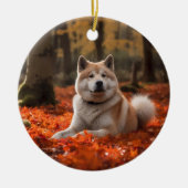 秋の紅葉に包まれた秋田 セラミックオーナメント (正面)