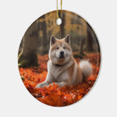 秋の紅葉に包まれた秋田 セラミックオーナメント (左)