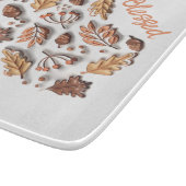 秋の紅葉のアコーン3Dモダンな家族名 カッティングボード (角)