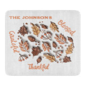 秋の紅葉のアコーン3Dモダンな家族名 カッティングボード (正面)