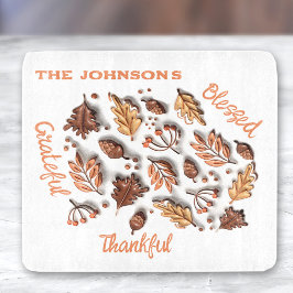 秋の紅葉のアコーン3Dモダンな家族名 カッティングボード